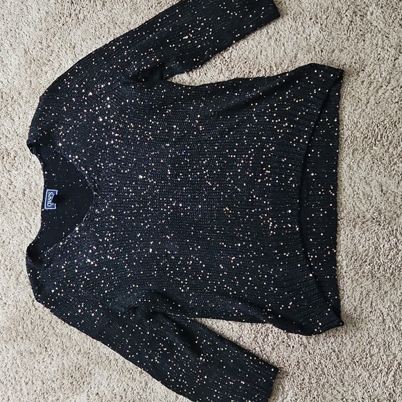 Chaps Classics Black Sweater With Sequins L, Size XL, 60% Cotton - Picture 1 of 6